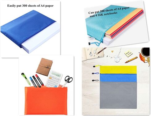 Waterproof PVC Canvas Zipper File Storage Bags Document Filing Folders Organizers Pouch Holders (9Colors, A4) in Saudi Arabia