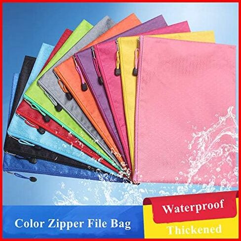 Waterproof PVC Canvas Zipper File Storage Bags Document Filing Folders Organizers Pouch Holders (9Colors, A4) in Saudi Arabia