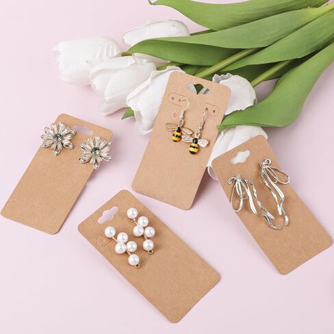 100pack Kraft Paper Earring Cards for Selling Jewelry, 2"X 3.6" Earring Display Cards Hanging Earring for Selling Hanging Earring Necklace Studs Jewelry DIY Ear Crafts Earrings Retail Boutique Display in Saudi Arabia