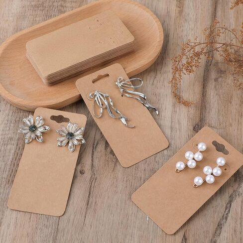 100pack Kraft Paper Earring Cards for Selling Jewelry, 2"X 3.6" Earring Display Cards Hanging Earring for Selling Hanging Earring Necklace Studs Jewelry DIY Ear Crafts Earrings Retail Boutique Display in Saudi Arabia
