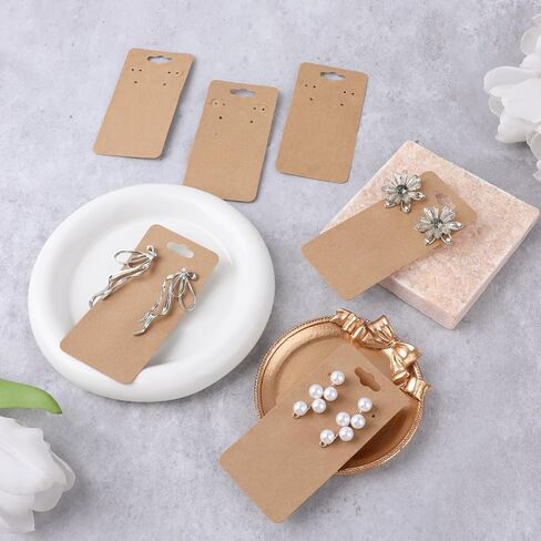 100pack Kraft Paper Earring Cards for Selling Jewelry, 2"X 3.6" Earring Display Cards Hanging Earring for Selling Hanging Earring Necklace Studs Jewelry DIY Ear Crafts Earrings Retail Boutique Display in Saudi Arabia