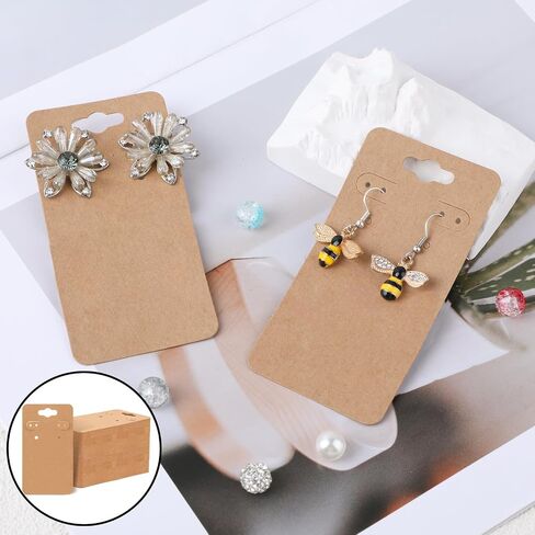 100pack Kraft Paper Earring Cards for Selling Jewelry, 2"X 3.6" Earring Display Cards Hanging Earring for Selling Hanging Earring Necklace Studs Jewelry DIY Ear Crafts Earrings Retail Boutique Display in Saudi Arabia
