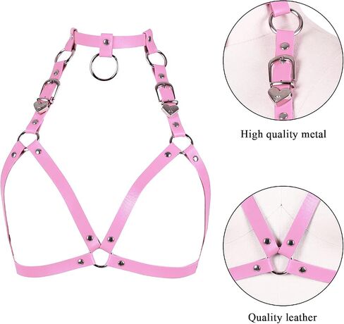Women's Leather Tops Lingerie Full Cage Harness Body Punk Gothic Garter Belts Waist Belt Adjustable Size Festival Rave (White) in Saudi Arabia