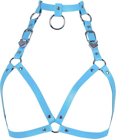 Women's Leather Tops Lingerie Full Cage Harness Body Punk Gothic Garter Belts Waist Belt Adjustable Size Festival Rave (White) in Saudi Arabia