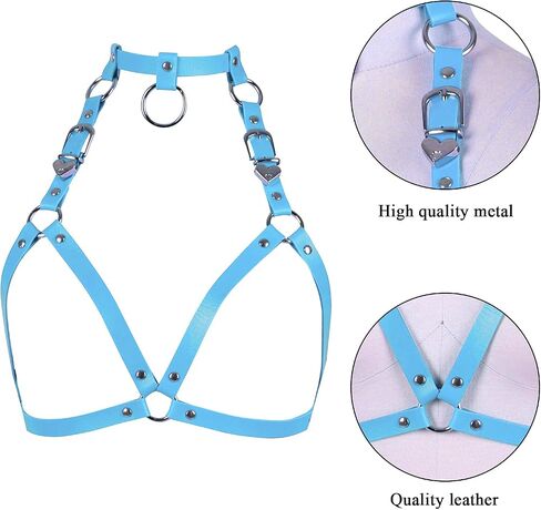 Women's Leather Tops Lingerie Full Cage Harness Body Punk Gothic Garter Belts Waist Belt Adjustable Size Festival Rave (White) in Saudi Arabia