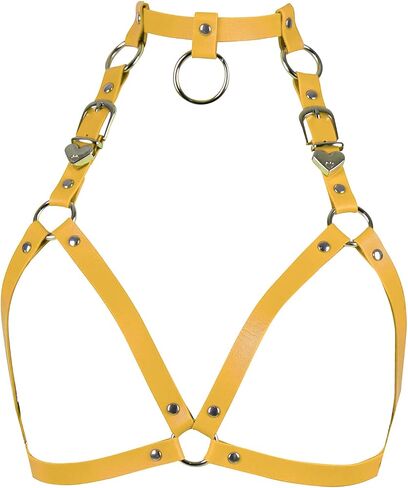 Women's Leather Tops Lingerie Full Cage Harness Body Punk Gothic Garter Belts Waist Belt Adjustable Size Festival Rave (White) in Saudi Arabia