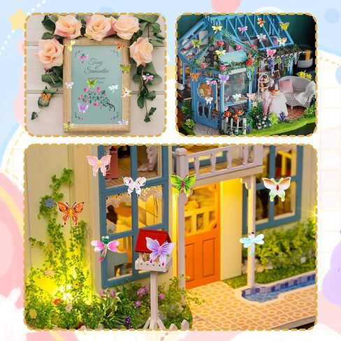 100 قطعة من فراشات الراتنج الدقيقة من Hiawbon، فراشات صغيرة ملونة، فراشات صغيرة ملونة، ديكور فراشة حديقة تررم الجنية، تماثيل صغيرة لديكورات المناظر الطبيعية الصغيرة DIY Craft in Kuwait