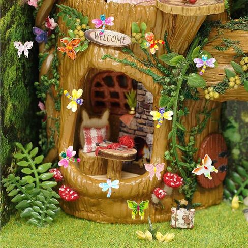 100 قطعة من فراشات الراتنج الدقيقة من Hiawbon، فراشات صغيرة ملونة، فراشات صغيرة ملونة، ديكور فراشة حديقة تررم الجنية، تماثيل صغيرة لديكورات المناظر الطبيعية الصغيرة DIY Craft in Kuwait