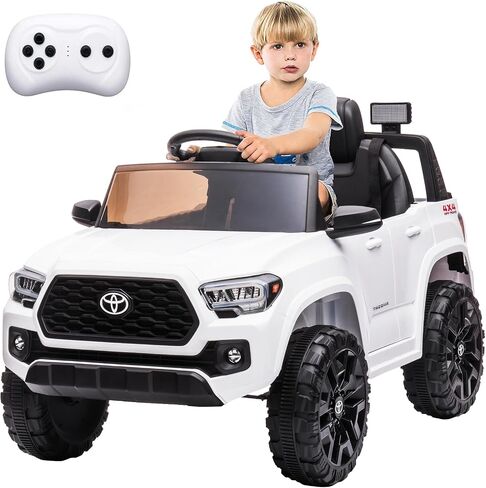 Officially Licensed Toyota Tacoma 12V Kids Ride On Car, Kids Electric Vehicles with Parent Remote Control Spring Suspension Safety Belt, Soft Start, Led Headlight, Age for 37-96 Months-Pink in Saudi Arabia