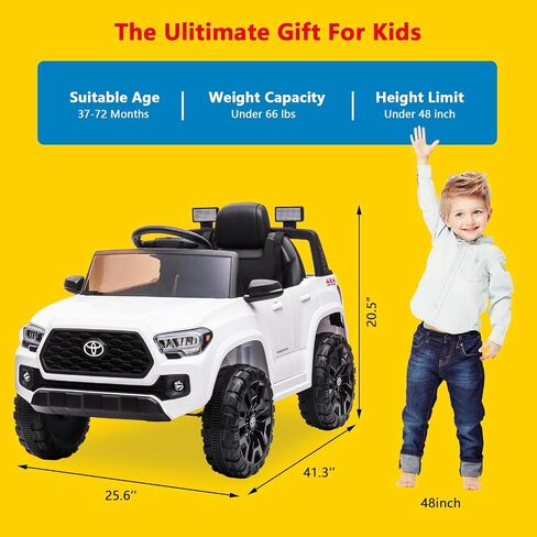 Officially Licensed Toyota Tacoma 12V Kids Ride On Car, Kids Electric Vehicles with Parent Remote Control Spring Suspension Safety Belt, Soft Start, Led Headlight, Age for 37-96 Months-Pink in Saudi Arabia