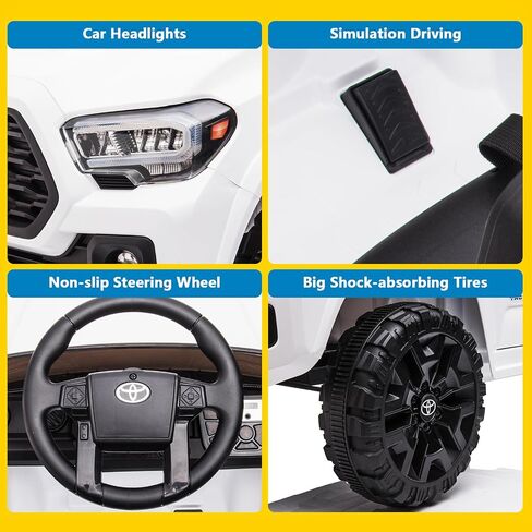 Officially Licensed Toyota Tacoma 12V Kids Ride On Car, Kids Electric Vehicles with Parent Remote Control Spring Suspension Safety Belt, Soft Start, Led Headlight, Age for 37-96 Months-Pink in Saudi Arabia