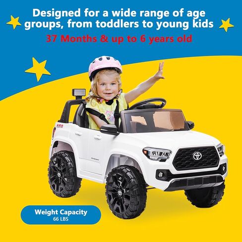 Officially Licensed Toyota Tacoma 12V Kids Ride On Car, Kids Electric Vehicles with Parent Remote Control Spring Suspension Safety Belt, Soft Start, Led Headlight, Age for 37-96 Months-Pink in Saudi Arabia