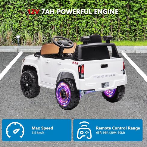Officially Licensed Toyota Tacoma 12V Kids Ride On Car, Kids Electric Vehicles with Parent Remote Control Spring Suspension Safety Belt, Soft Start, Led Headlight, Age for 37-96 Months-Pink in Saudi Arabia