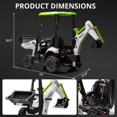 4 in 1 JCB Ride On Excavator, 12V Kids Excavator Ride On Toy with Remote Control & Front Loader & Digger, Four Transformable Forms Kids Ride On Car Toy in Saudi Arabia
