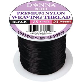 DONNA Elastic Nylon Weaving Thread, Hair Weaving Thread Hair Extension Kit, Weaving Thread for Making Wig Sewing Hair, 1PC 75YD (69M) Black Color