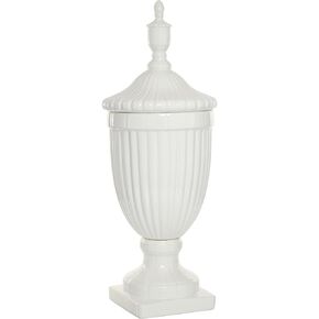 Deco 79 Ceramic Decorative Jars with Lid, 10" x 10" x 26", White