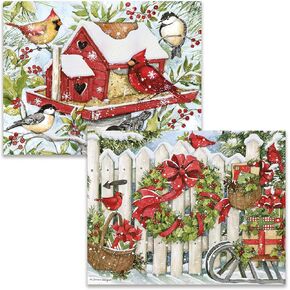 Lang Companies, Cardinal and Berries Boxed Christmas Cards (18 Pack) w/Decorative Box by Susan Winget