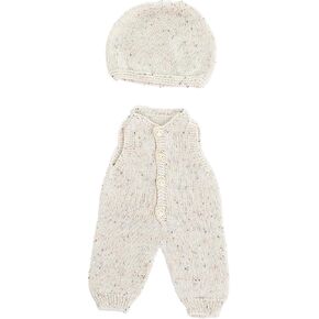 Miniland Clothes for Dolls 15 3/4'' Knitted Outfit Rompers & Bonnet - ECO, Made in Spain, Quality, Role Play, Educational