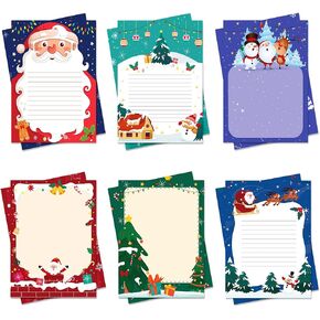 60 Sheets Christmas Stationery Paper, 8.5" x 11" Double Sided Holiday Letterhead, 6 Design Deco Writing Paper for Xmas Notes Cards Invitation Scrapbook Crafts Office School Printing Supplies