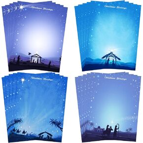 100 Sheets Christmas Snowflake Letterhead Christmas Stationary Paper 8.5 x 11 Inch Holiday Printer Paper Letter Paper Double Sided Writing Paper for Greeting Cards Invitations Office School