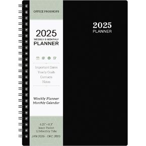 2025 Planner - Planner 2025 Weekly and Monthly, JAN 2025 - DEC 2025, 6.3" × 8.4" Calendar 2025 Planner, Notes, Thick Paper, Twin-wire Binding, Back Pocket