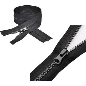 2 pieces zips for sewing assorted sizes zipper pull replacement repair coil divisible zip nylon zipper tape（40，70，100，120cm） (black-120)