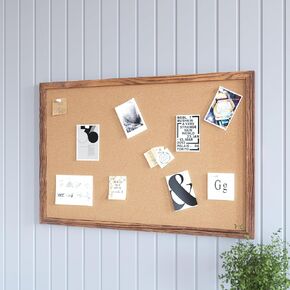 HBCY Creations Wall Mount Torched Wood Cork Board - 20" W x 30" H - 6 Wooden Push Pins - Solid Pine Wood Frame - for Kitchen, Classrooms, Restaurant Menus and More!