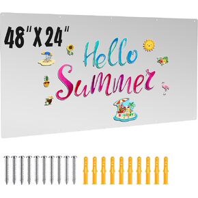 Ireer 24" x 48" Magnetic Board Steel Magnet Bulletin Boards for Walls Wet Erase Stainless Steel Board for Kitchen Office Classroom Displaying Letters Numbers Notes Photos