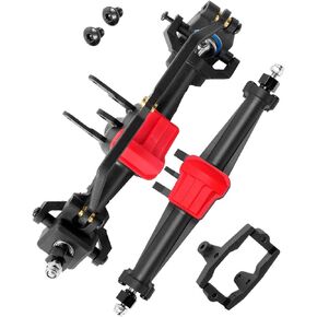 Portal Axles Front Rear Axle w/Steering Servo Mount Upgrades Part for 1/18 TRX4M,Complete Axles Front Rear Axle,Black