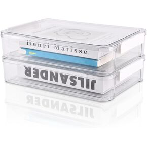 صندوق ملفات مكون من قطعتين، مقاس 13.58 × 9.25 بوصة، صناديق تخزين مستندات بلاستيكية شفافة، حافظة مشروع مع أغطية، صناديق تخزين قابلة للتكديس، حاويات تنظيم الورق لملفات A4، مستندات الصور، سجل القصاصات، اللوازم الفنية in Kuwait