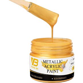 YongBo Metallic Gold Acrylic Paint, 100ml Gold Paint, Gold Leaf Paint for Metal, Wood, Headstone, Painting, Non Toxic Non Fading