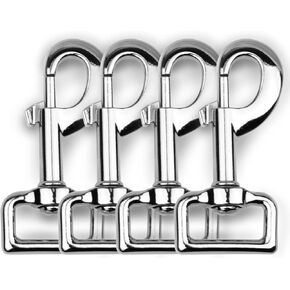 Garwor 4Pcs Heavy Duty Chrome Swivel Snap Hooks with Spring,Flag Hooks 0.77"x3.38",Pet Buckle Multipurpose Dog Leashes Key Chain for Linking Pet Leash & Collar,DIY Crafts