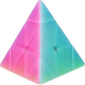 AMAZA 3X3 الهرم سرعة مكعب QiYi اللعب 3X3X3 سرعة مكعب مثلث أُحجية مكعبات سحرية لعبة هلام المكعب السحري الألغاز لون الباستيل الشفاف