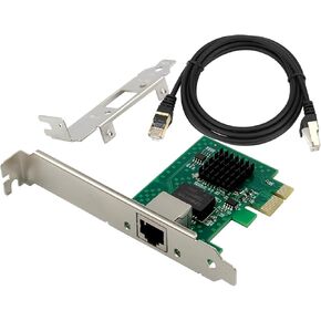 10G PCIe Network Card NIC Adapter with AQC107 Chipset +3ft Cat8 Ethernet Cable 10GB/5GB/2.5GB/1000M PCI Express Gigabit Ethernet Card RJ45 LAN Controller Support PXE