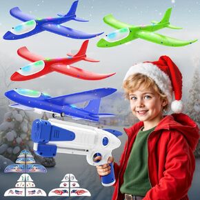 2024 Upgraded 3 Pack Foam Airplane Launcher Toys, 2 Flight Mode, Ultra Long Gliding Distance, Kids Flying Toy, Boys Girls Birthday Gifts Toys, Outdoor Sport Party Favor
