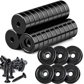 22Pcs Super Strong Round Cup Nedoymium Magnets with Countersunk Holes, Rare Earth Magnets Heavy Duty,Small Round Magnets with Holes for Crafts, DIY, Science, Office Magnets(12x4mm Holes 4mm)