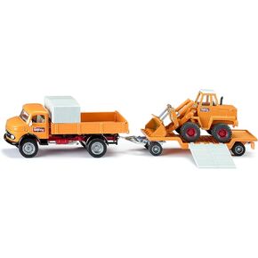 Siku 4117, Two-Piece Construction Set, Incl. Mercedes-Benz 710 Truck with Bölling Wheeled Loader, Kramer 411 Model, 1:50, Metal/Plastic, Yellow, Movable Parts