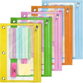 Mr. Pen- Pencil Pouch, 5 Pack, Pastel Pencil Pouches with Clear Windows on Both Sides, Clear Zipper Pencil Pouch for 3 Ring Binder Pencil Pouch, Pencil Case for Binder Pouch, 3 Ring Binder Pouch