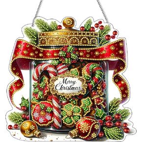 Diamond Art Hanging Kit for Adult,Special Shaped Rhinestone,DIY Acrylic Diamond Art Painting Window Pendants Home Garden Wall Hanging Kits Hanging Ornament,Double Sided. (Father Christmas-1)