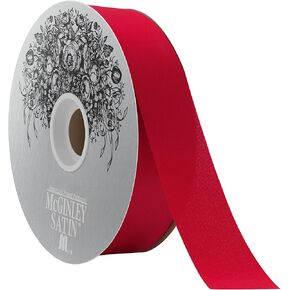 McGinley Mills 1.3" W Acetate Satin Ribbon, Holiday Red, 100 Yard Spool
