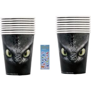 Unique How to Train Your Dragon Birthday Party Supplies Bundle Pack includes Party Paper Cups - 16 Count and 1 Dinosaur Sticker Sheet