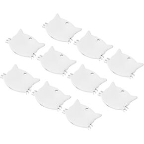 MECCANIXITY Metal Cat's Head Tags Stamping, 1.34"x0.98" Silver Blank Dog Tags DIY Engraving Blank Tags for Pet Dog ID Tags, Pendant Decoration, Craft Tags, Pack of 10
