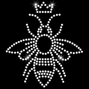 4 Pieces Bee Crown Crystal Rhinestone Iron-On Applique Transfer DIY Crown Rhinestone T-Shirt Mask Transfer Decal Glitter Little Bee Rhinestone Pattern Decoration (White)