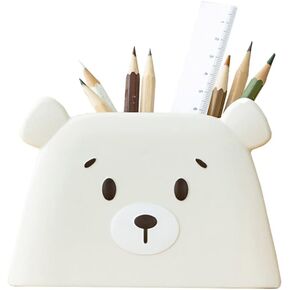 123Arts Polar Bear Pen Holder Table Storage Box Stationery Storage