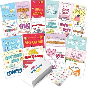 Open When Envelopes for College Student - 24pcs Gift Card Envelopes, College Student Gifts, College Gift Card Care Package, Long Distance Relationship Gifts, Boyfriend Gifts Letter Kit, College Gifts