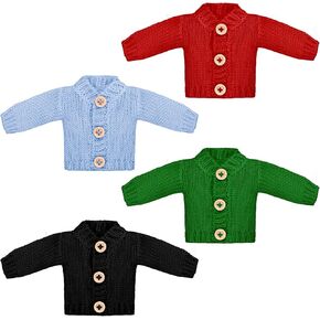 Bencailor 4 Pcs Christmas Doll Clothes Winter Doll Sweater Hoodie 11.5 Inch Doll Accessories Doll Sweater Set Clothing for Elf Doll Decor(Bright Style)