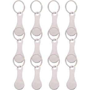 Operitacx 12Pcs Shopping Cart Coin Trolley Tokens Stainless Steel Key Ring Small Quarter Holder Keychain