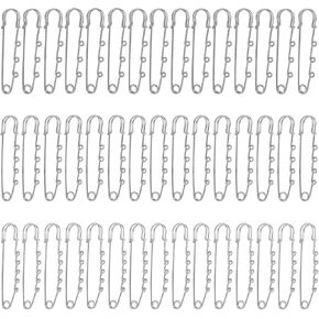 Framendino, 45 Pack Silver Large Safety Pins Brooch Pins Heavy Duty Safety Pin Metal Pins with 3 4 5 Loops for DIY Crafts Sewing Clothes Blankets
