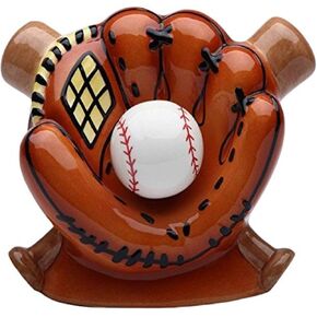StealStreet SS-CG-10468 5.88'' Ceramic Baseball in Glove with Bats Money Piggy Bank, Brown