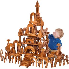 64 pcs Large Outdoor Carbonized Wooden Building Blocks Set for Kids Toddlers 3-12, Giant Carbonized Outside Wooden Blocks Playset for Kindergarten Yard, Jumbo Blocks (jumbo set 2#: 45 lbs (20.7 kg)